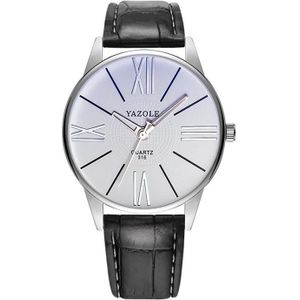 Yazole 315 Eenvoudige grote dial waterdichte sportkwarts horloge (wit+zwart)