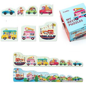 MQY-002 Kinderen Educatieve Vroege Dubbelzijdige Cognitie Grote Grootte Puzzel Speelgoed (Traffic Car)