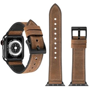 Crazy Horse textuur TPU + roestvrijstaal horloge band voor Apple horloge serie 4 44mm (bruin)