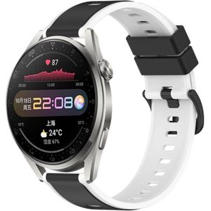 Voor Huawei Watch 3 Pro 22 mm tweekleurige siliconen horlogeband (zwart + wit)