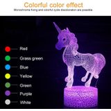 Sprong omhoog Unicorn vorm creatieve zwarte basis 3D kleurrijke decoratieve nachtlampje bureau lamp  touch versie