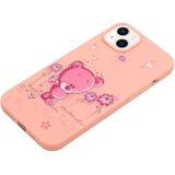 Voor iPhone 14 Silicone Painted Phone Case met Lanyard (Flower Bear)