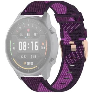 22mm Stripe Weave Nylon Polsband horlogeband voor Xiaomi Mi Watch Color  Garmin Vivoactive 4 (Paars)