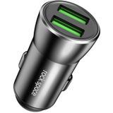 ROCK H8 12W 2.4A Output Dual USB Smart Car Charger (Zwart)