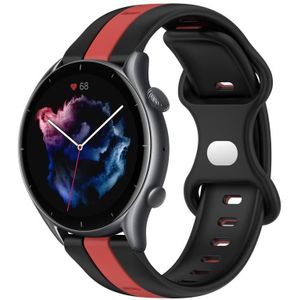 Voor Amazfit GTR 3 22 mm vlindergesp tweekleurige siliconen horlogeband (zwart + rood)