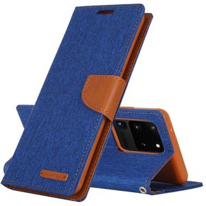 GOOSPERY CANVAS DIARY For Galaxy S20 Ultra Canvas Texture Horizontal Flip PU Leather Case  with Holder & Card Slots & Wallet(Blue)