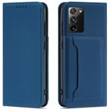 Voor Samsung Galaxy S20 FE Strong Magnetism Liquid Feel Horizontal Flip Leather Case met Holder & Card Slots & Wallet(Blue)