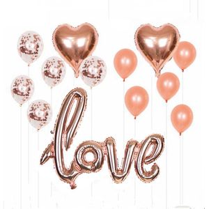 2 PCS LIEFDE Aluminium Folie Ballon decoratie Set Wedding Wedding Venue Layout Ballonnen  Style:LOVE + 2 Heart Shape + 5 Pailletten 5 Latex