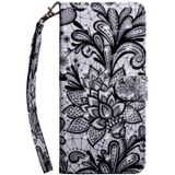 Voor Samsung Galaxy S30 3D Painted Pattern Horizontale Flip TPU + PU Lederen hoes met Holder & Card Slots & Wallet & Lanyard(Black Lace)