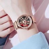 Sanda P1074 Cool Paar Steel Band Quartz Watch Wheel Serie Dial Ladies Watch (Rose Gold)