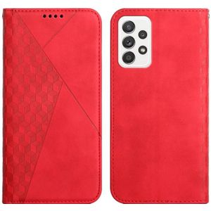 For Samsung Galaxy A72 5G / 4G Diamond Pattern Splicing Skin Feel Magnetic Horizontal Flip Leather Case with Card Slots & Holder & Wallet(Red)