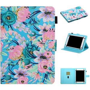 Voor 7 inch Universal Tablet PC Flower Pattern Horizontale Flip Lederen case met kaartslots & houder (Roze Bloem)