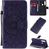 Voor Motorola Moto G Power Embossed Zonnebloempatroon Horizontaal Flip PU Lederen Hoesje met Holder & Card Slots & Wallet & Lanyard(Paars)