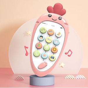 Schattig radijs vroeg onderwijs kinderen cartoon mobiele telefoon elektronische muziek speelgoed (roze)