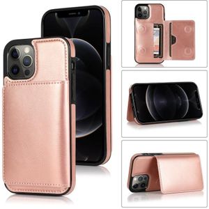 Schokbestendige PU + TPU beschermhoes met kaartslots & houder voor iPhone 12 Pro Max(Rose Gold)