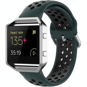 Voor Fitbit Versa 2 / Versa / Versa Lite / Blaze 23mm Sport Twee kleuren Siliconen vervangende band Horlogeband (Olive Green Zwart)