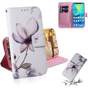 Magnolia bloem patroon gekleurde tekening horizontale Flip lederen case voor Huawei mate 20 Pro  met houder & card slots & portemonnee