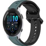 Voor Garmin Forerunner 265 22 mm bolle lus tweekleurige siliconen horlogeband (olijfgroen + zwart)