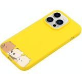 Voor iPhone 14 Pro Max Silicone Painted Phone Case met Lanyard (Bear Family)