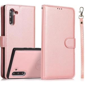 For Samsung Galaxy Note10 Calf Texture 2 in 1 Detachable Magnetic Back Cover Horizontal Flip Leather Case with Holder & Card Slots & Wallet & Photo Frame(Rose Gold)