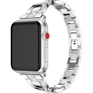 X-vormige Diamond-bezaaid Solid RVS polsband horlogeband voor Apple Watch serie 3 & 2 & 1 42mm (zilver)