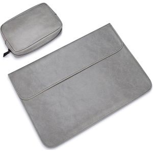 PU01S PU lederen horizontale onzichtbare magnetische gesp laptop Inner Bag voor 15 4 inch laptops  met kleine tas (grijs)