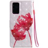 Voor Samsung Galaxy Note 20 3D Painting Horizontale Flip Lederen case met Holder & Card Slot & Lanyard(Red Rose)
