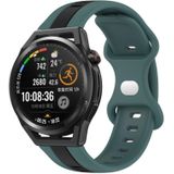 Voor Huawei Watch GT Runner 20 mm vlindergesp tweekleurige siliconen horlogeband (groen + zwart)