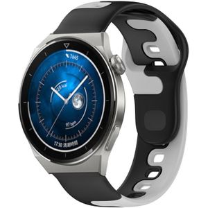 Voor Huawei Watch GT3 Pro 43 mm 20 mm dubbele kleur siliconen horlogeband (zwart + grijs)