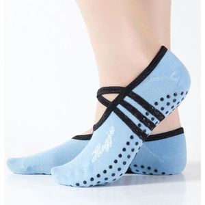 1 paar sport yoga sokken slipper voor vrouwen anti slip dame demping bandage Pilates sok  stijl: gekruiste en Lace-up (hemelsblauw)