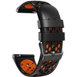 For Samsung Gear S3 Frontier 22mm Two-Color Breathable Silicone Watch Band(Black+Orange)