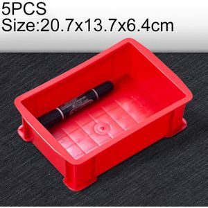 5 pc's dikke multi materile functievak gloednieuwe plat kunststofonderdelen vak gereedschapskist  grootte: 20.7 X 13.7 cm X 6.4cm(Red)