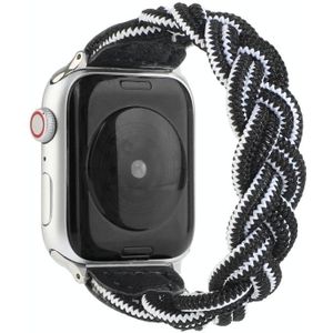 Elastic Woven Watchband Voor Apple Watch Series 6 & SE & 5 & 4 44mm / 3 & 2 & 1 42mm  Lengte:120mm(Zwart wit)