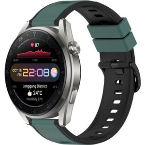 Voor Huawei Watch 3 Pro Nieuwe 22 mm tweekleurige siliconen horlogeband (olijfgroen + zwart)