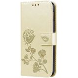 Rose relif horizontale Flip PU lederen case voor Galaxy S10e  met houder & kaartsleuven & portemonnee (goud)