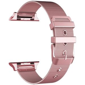 Voor Apple Watch Series 5 & 4 44mm / 3 & 2 & 1 42mm Milanese Stainless Steel Double Buckle Watchband(Rose Gold)