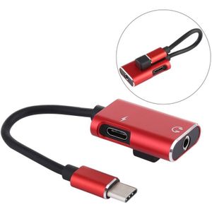 J-053 3A type-C naar type-C 3.5 mm Jack laad audio adapter kabel (rood)