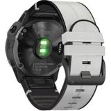Voor Garmin Fenix 6x siliconen + lederen quick release vervangende riem horlogeband (lichtgrijs)