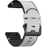 Voor Garmin Fenix 6x siliconen + lederen quick release vervangende riem horlogeband (lichtgrijs)