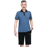 2 in 1 Middelbare leeftijd en Ouderen Mannen Zomer T-shirt met korte mouwen + Shorts Casual Sports Pak (Kleur: Mist Blauw Maat: XL)