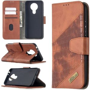 Voor Nokia 3.4 Matching Color Crocodile Texture Horizontale Flip PU Lederen Case met Wallet & Holder & Card Slots(Bruin)
