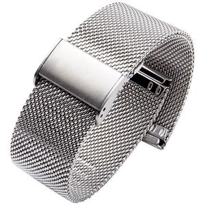 20mm 304 Stainless Steel Single Buckle Replacement Strap Watchband(Silver)