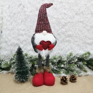 Kerstversiering Stretch Gebreide faceless pop staande figuur Santa Claus Doll Ornaments (Rood)