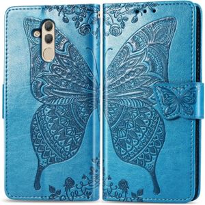 Butterfly Love bloemen relif horizontale Flip lederen case voor Huawei mate 20 lite  met houder & kaartsleuven & portemonnee (blauw)