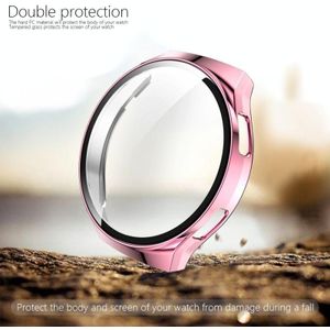 Voor Huawei Watch GT2e 2 in 1 Tempered Glass Screen Protector + Fully Plating PC Case (Pink)