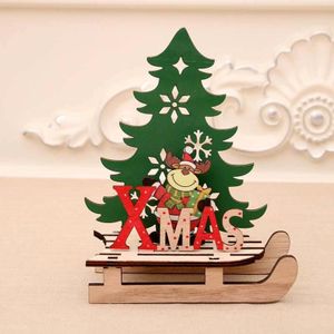 3 PCS kerstversiering kerst geschilderd houten assemblage DIY Slee Auto Decoratie Puzzel Cadeau  Grootte: Groot (Elanden)