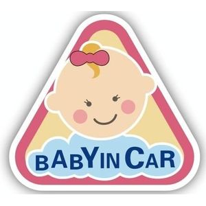 10 stuks er is een baby in de auto stickers waarschuwingsstickers stijl: CT203 baby p meisje driehoek magnetische stickers