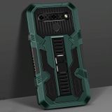 Voor LG K41S Vanguard Warrior All Inclusive Double-color Shockproof TPU + PC Protective Case with Holder(Graphite Green)