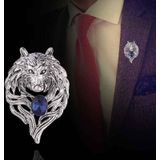 3 stks Retro Wolf Head Broches Creatieve Persoonlijkheid Animal Pin Mannen Past Coat Badge Accessoires (Silver)