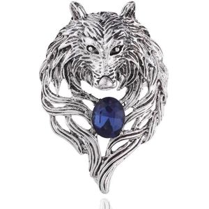 3 stks Retro Wolf Head Broches Creatieve Persoonlijkheid Animal Pin Mannen Past Coat Badge Accessoires (Silver)